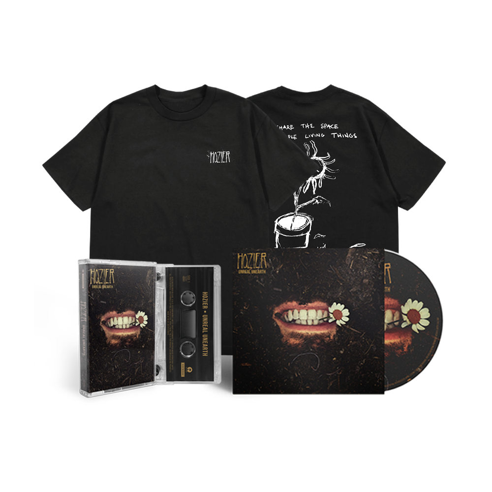 Unreal Unearth: CD, Cassette & Simple Living Things Black Back Print T-Shirt Bundle