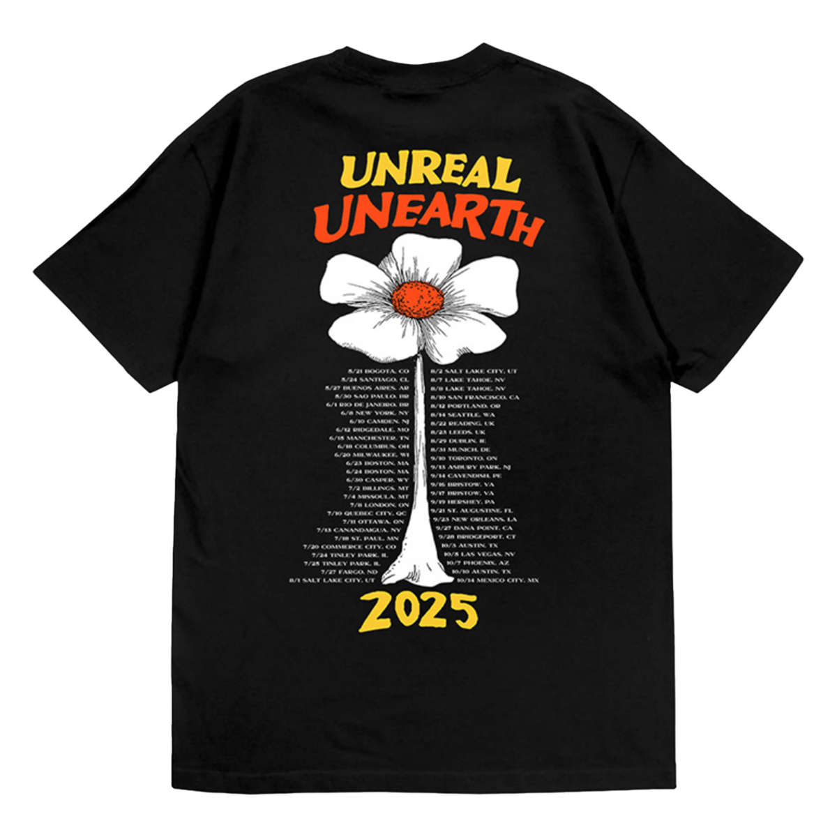 Hozier - Unreal Unearth 2025 Black Flower T-Shirt