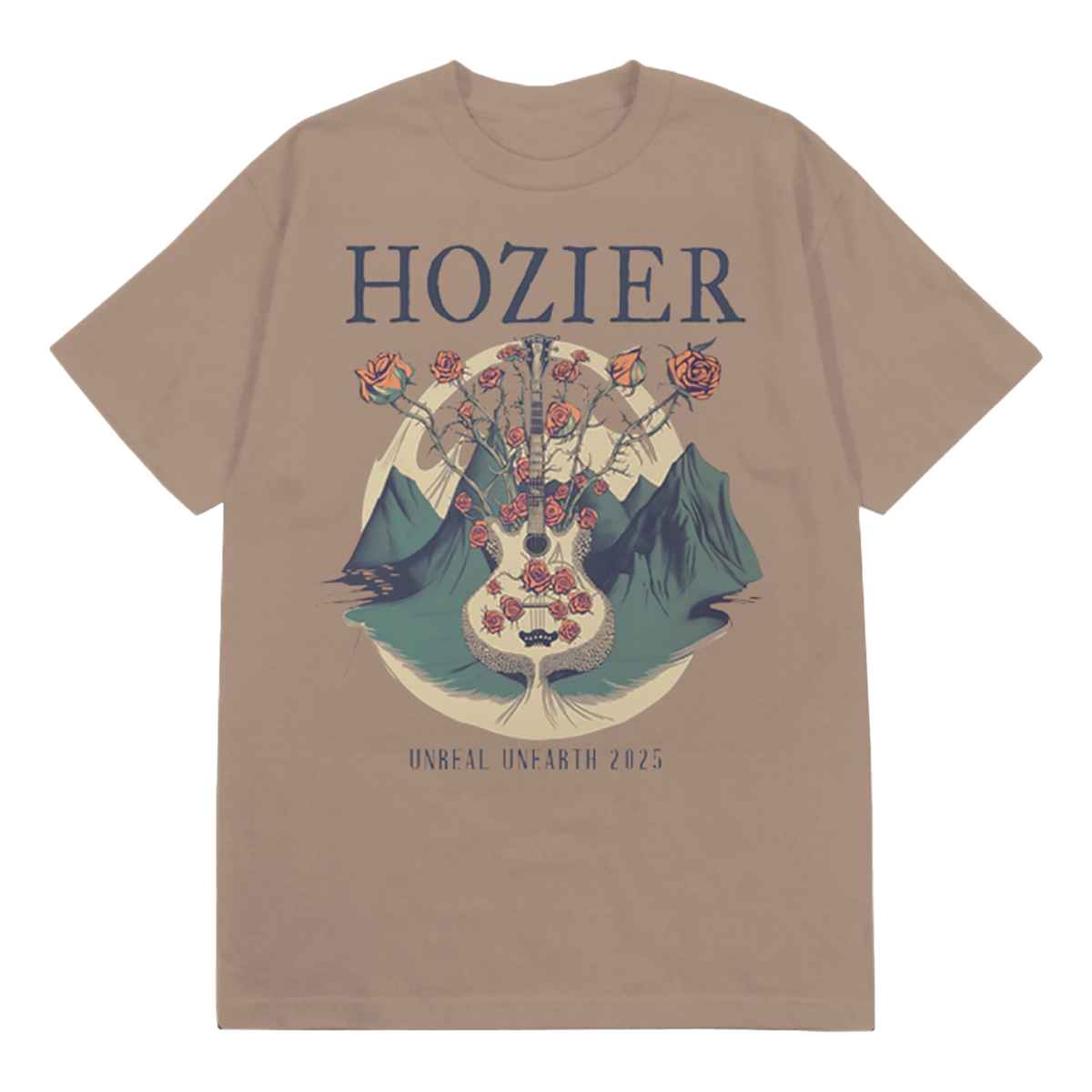 Hozier - Unreal Unearth Tour 2025 Brown Guitar T-Shirt