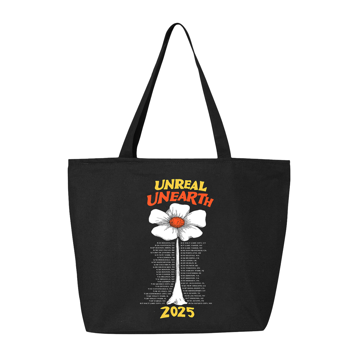 Hozier - Unreal Unearth 2025 Black Flower Tote Bag